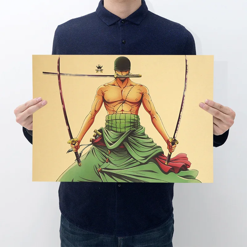 

One Piece Anime Vintage Posters Pirate Zoro Children Room Living Wall Decoration Anime Paintings Stickers Toys Gift