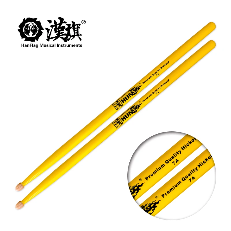 Фото Барабанные палочки Hun Colored Series из гикори 7A, цветные деревянные палочки для барабанов, профессиональные, с равномерным весом и тоном. №2