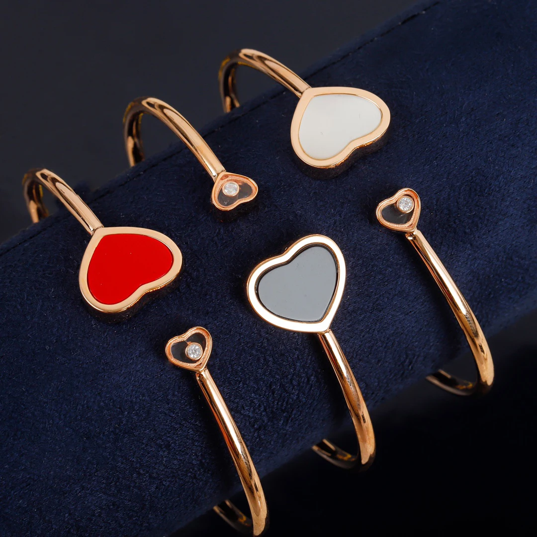 

Famous Designer Brand Red Chalcedony Rose Gold Peach Heart Charms Cute Bracelet Woman Top Quality Luxury Jewelry Bijoux Trend
