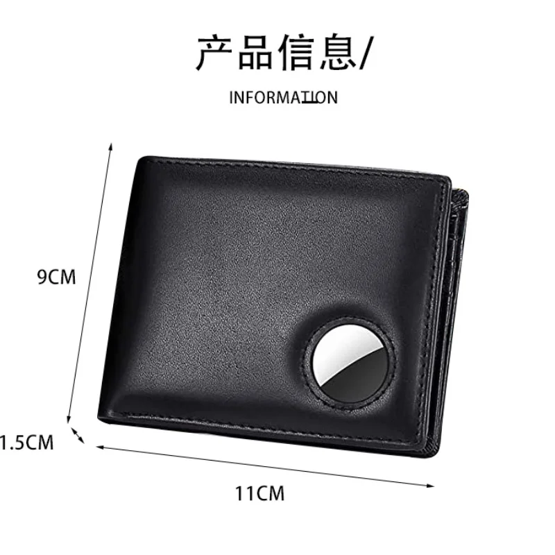 2023 New Genuine Leather Wallet for Men with AirTag Holder Bifold RFID Blocking Men's Wallet ID Window Card Holder Cowhide Purse