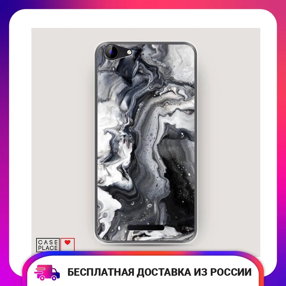 Чехол Силиконовый для BQ 5059 Strike Power Бело-черные сложные полосы защитный тонкий