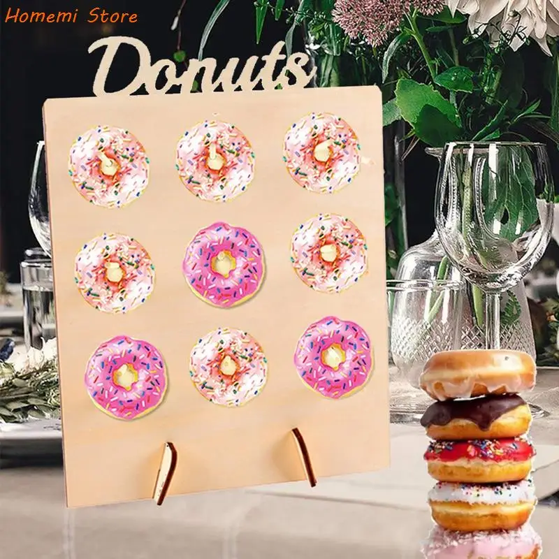 Wooden Donut Wall Stand Doughnut Holder Baby Shower Kids Birthday Party Table Decorations Wedding Favors Mariage Party Supplies