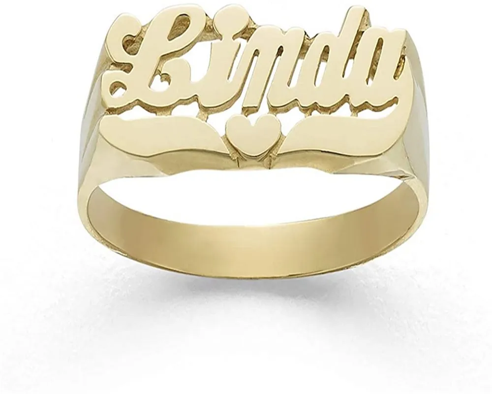 

2022 Personalized Carved Name Rings Initial Letter Rings Custom Name18K Gold-Plated Stainless Steel Jewelry for Women Gifts
