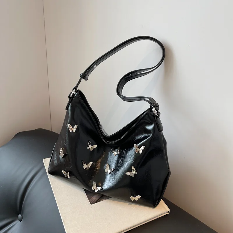 

Butterfly Decoration Shoulder Bags For Women Soft Leather Handbags Women Messenger Crossbody Bag Vintage Retro Tote Bag