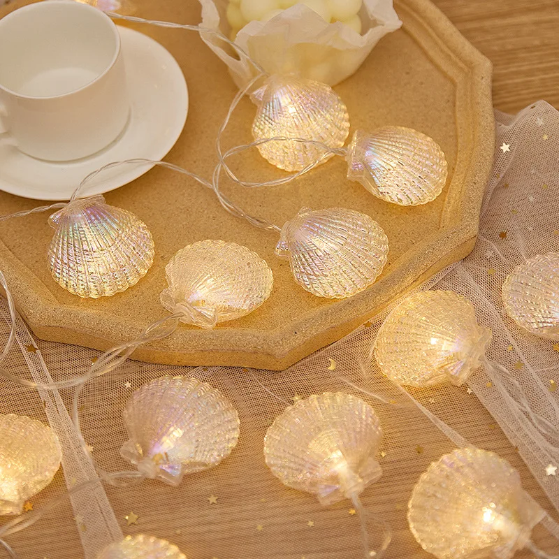 

2M Seashell Starfish Lights String Mermaid Shell Fairy LED Lights Garland Under Sea Theme Wedding Birthday Party Home Decoration