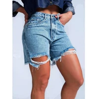 women denim shorts women casual button high waist denim straight shorts streetwear vintage jeans summer slim ripped short jeans