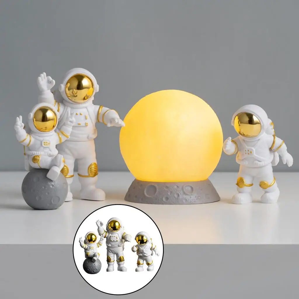 3x Astronaut Statue Decor Action Figure Shelf Spaceman Figurine Child Craft | Figures