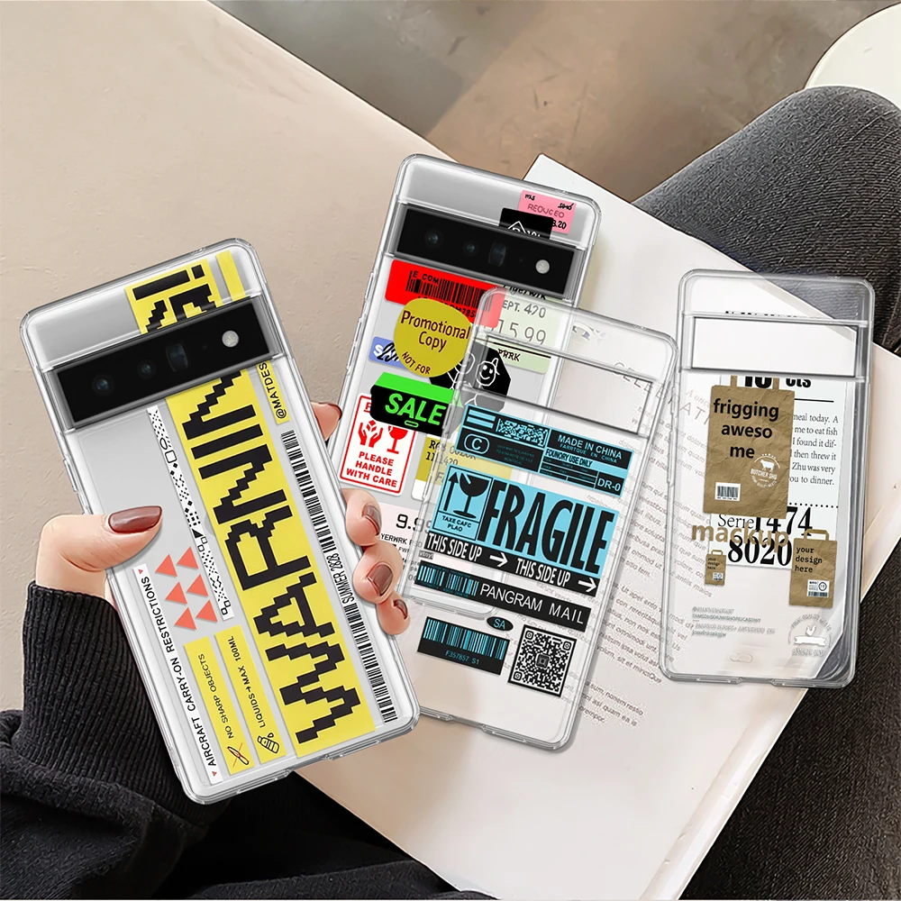 Ярлык штрих-кода для Google Pixel 7Pro 7 6a 6 6Pro 5 5a чехол 4XL 4 2 3XL 2XL 3 3a 3aXL 4a, прозрачный мягкий силиконовый чехол-накладка
