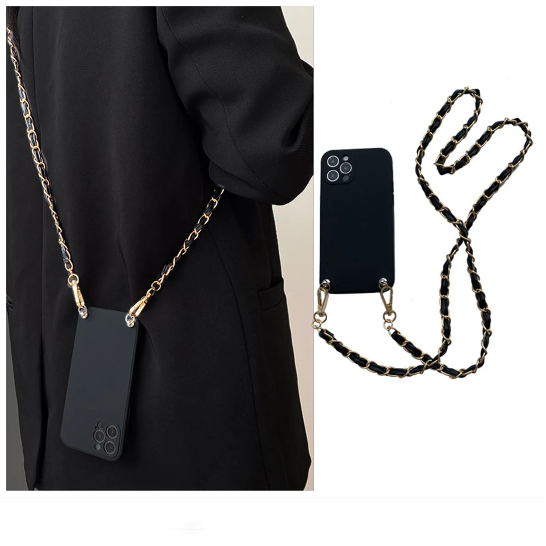 

Luxury Crossbody Lanyard Necklace Leather Bracelet Chain Phone case for iphone 13 11 12 Pro Max XR X XS 7 8 plus Cover Strap