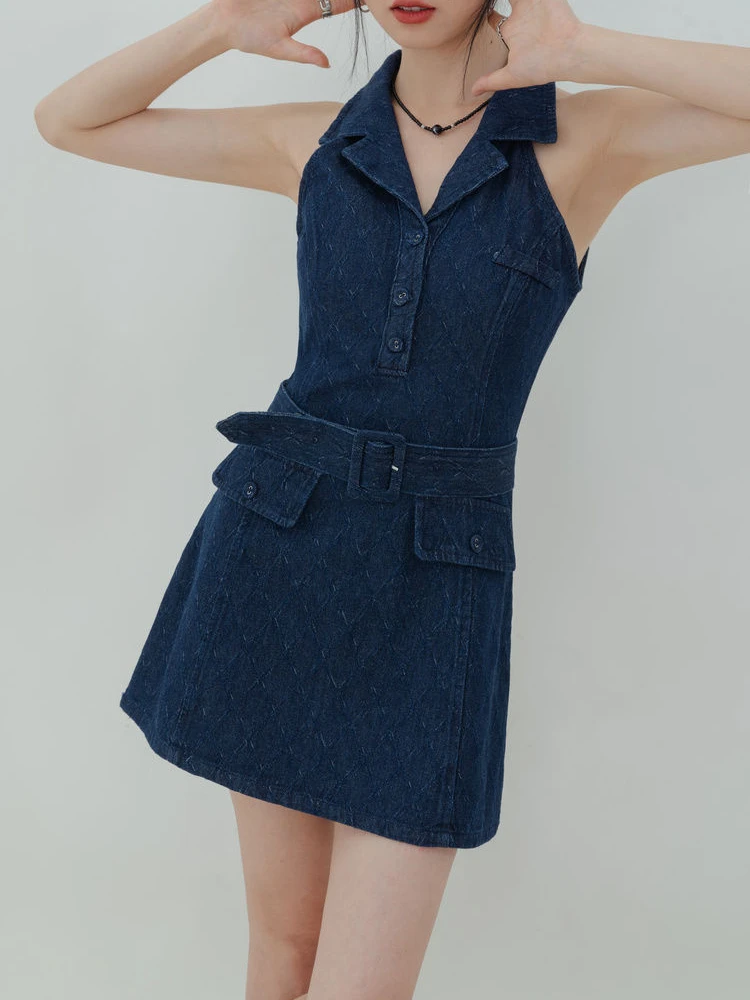 

Sexy Denim Mini Drsss Woomen Summer Streetwear Y2k Dresses Sleeveless Slim Elegant Off The Shoulder Korean Fashion Robe