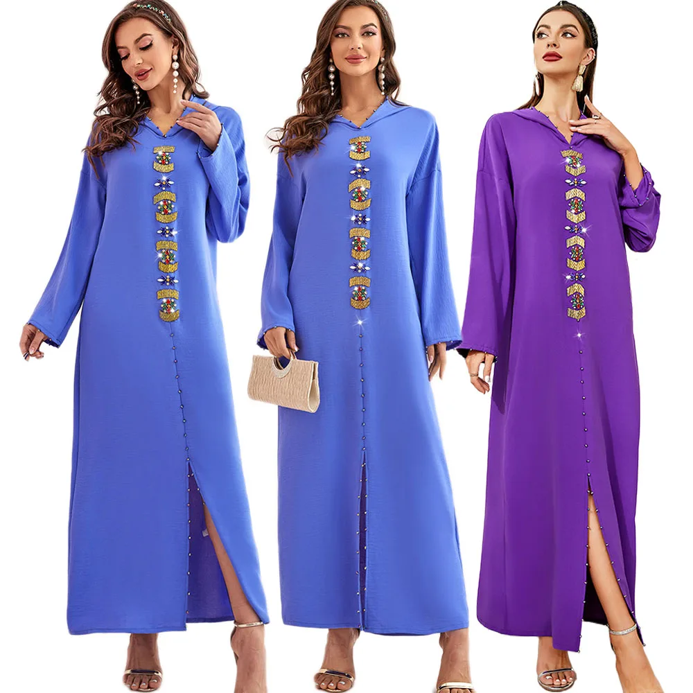 Кафтан, мусульманское женское длинное платье, Марокканский Арабский турецкий Ближний Восток, арабский с капюшоном, Дубай, повседневный Кат...