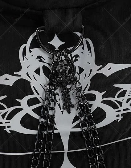 Женские худи на Хэллоуин MEOWCOS готический кроп-топ в стиле панк свитшот с длинным