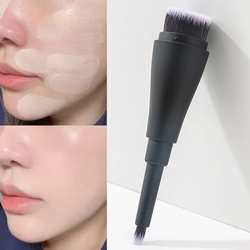 

Flat Head Fluted Foundation Brush Powder Liquid Foundation Cream Concealer Brush Double Head Cosmetic Makeup Brush with Cap