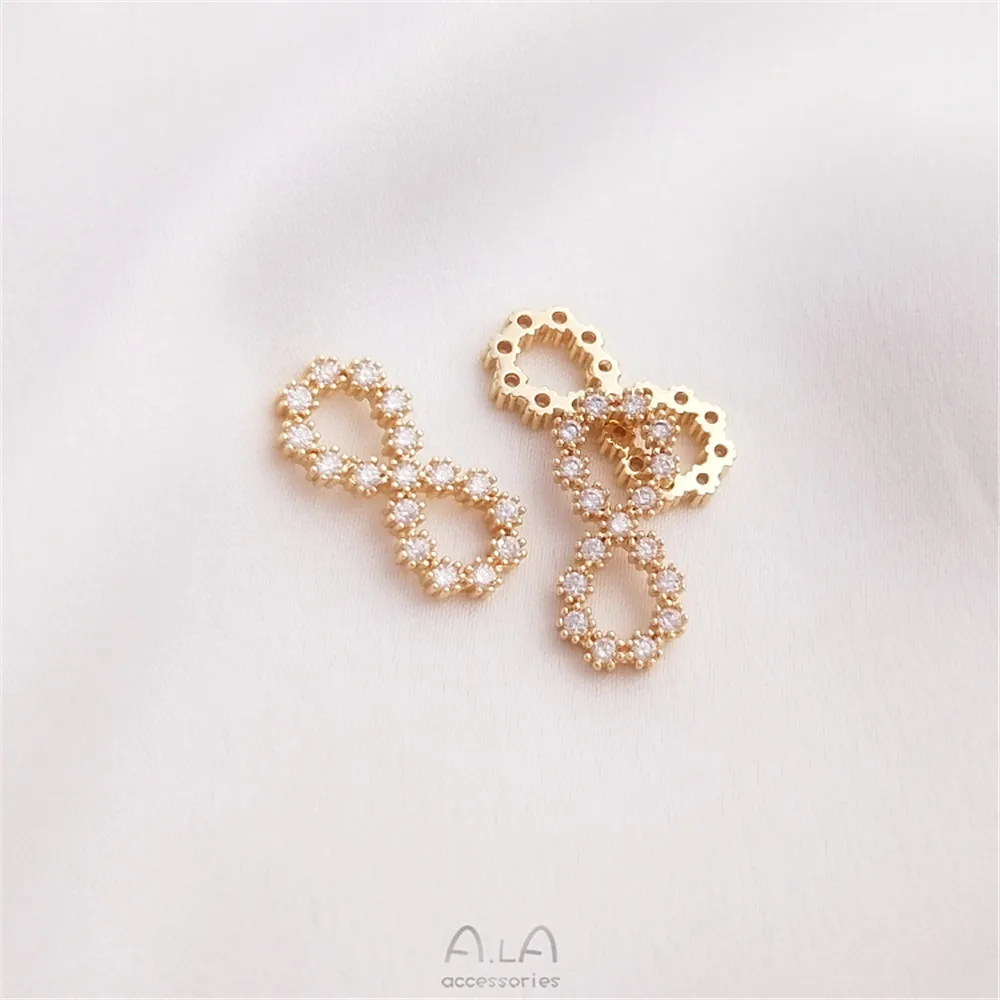 

14K gold color set zircon love infinite 8 button pendant handmade DIY bracelet earrings necklace accessories