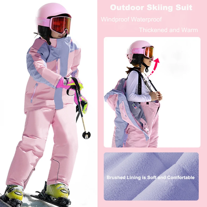 Ing Sportswear Sets Waterproof Windproof Kids Ski Suits/jacket/pants Winter Keep Warm Thickened Sweater Coat