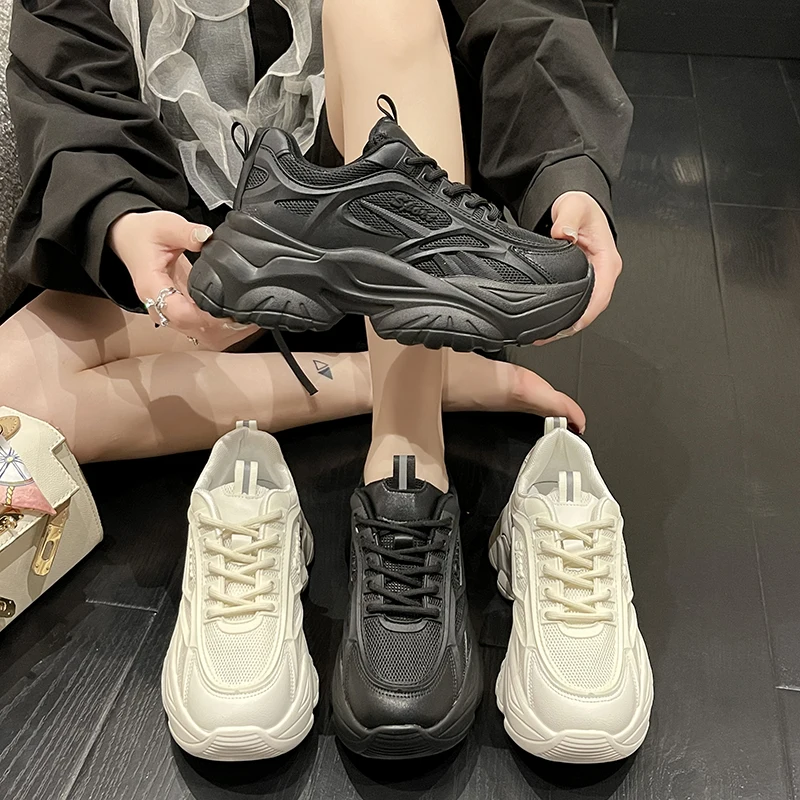 

2021 New Summer and Autumn New Women's Shoes Mesh Breathable Old Shoes Increase In Sports Casual Shoes Korean Version