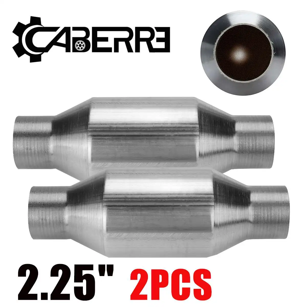 

1/2PCS 2.25 inch Inlet/Outlet 400 cell Weld-On Catalytic Converter Universal High Flow Stainless Steel 11" Length