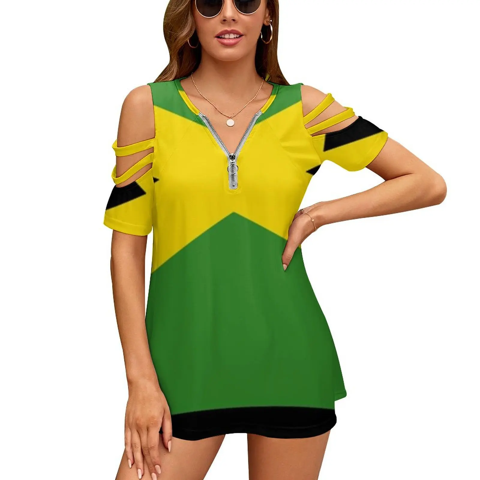 Женская футболка с принтом в виде флага вырезом лодочкой