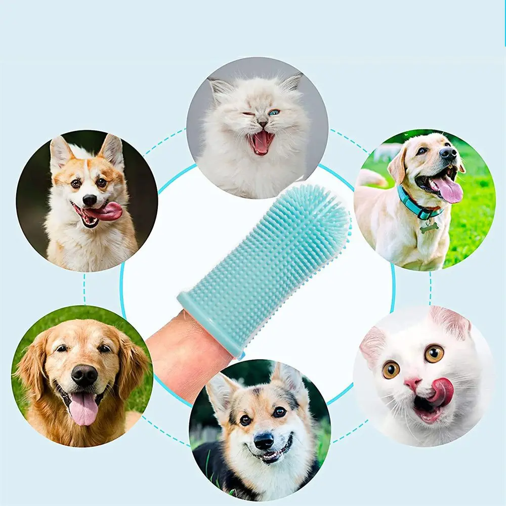Pet Finger Toothbrush 360 Degrees Surround Brush Soft Dog Finger Brush Toothbrush Silicone Finger Toothbrush For Pet