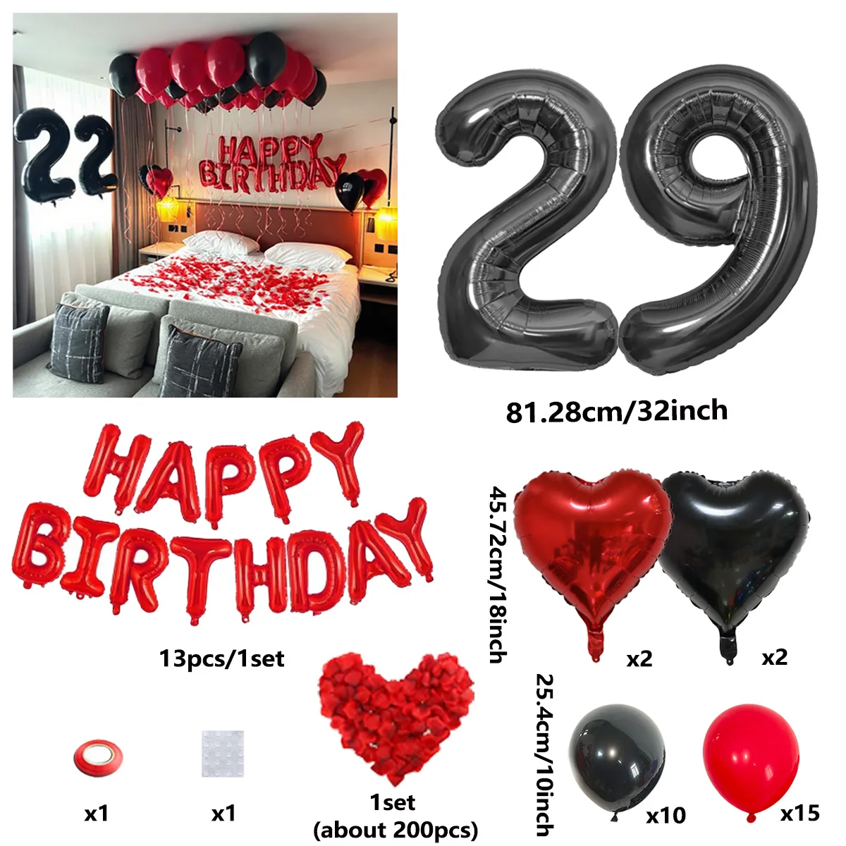 

Красные и черные воздушные шары Love