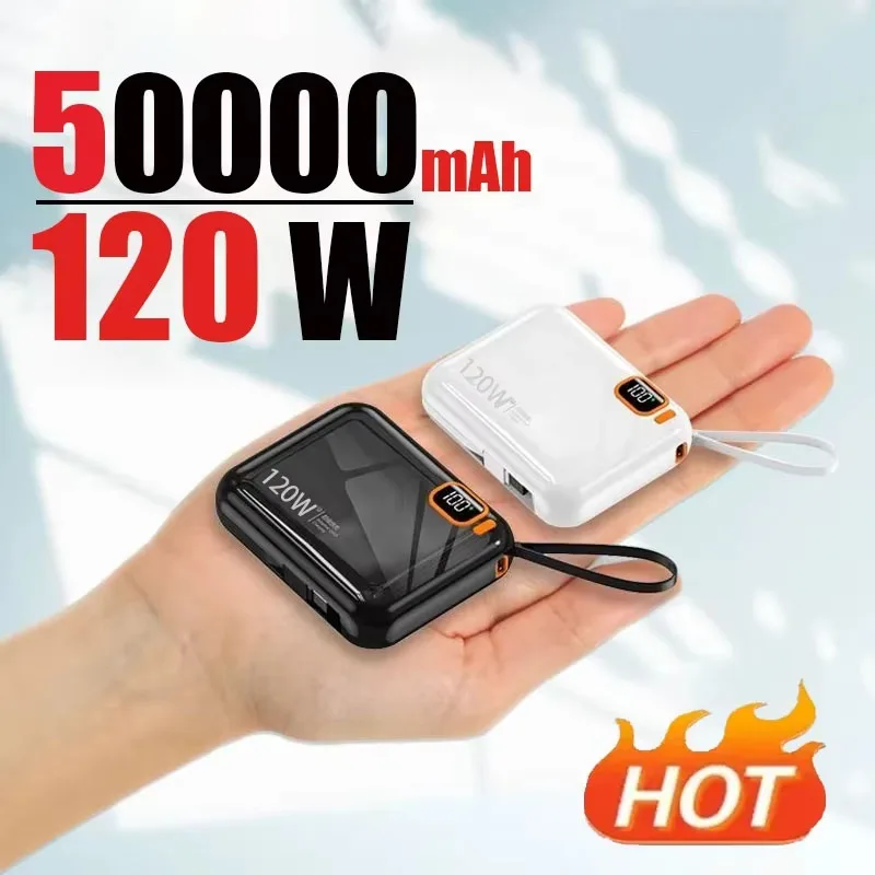 50000 мАч 120 Вт быстрая зарядка портативный кабель Power Bank большой емкости