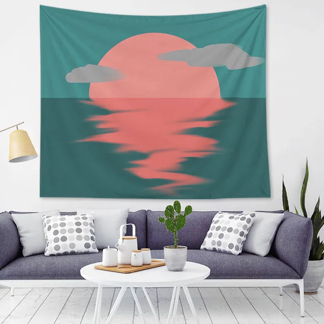 

Abstract modern Art Tapestry Decor Dorm Geometric Sun Girl Background Cloth Tapestry Wall Hanging Decorative Liveing Room Tapiz