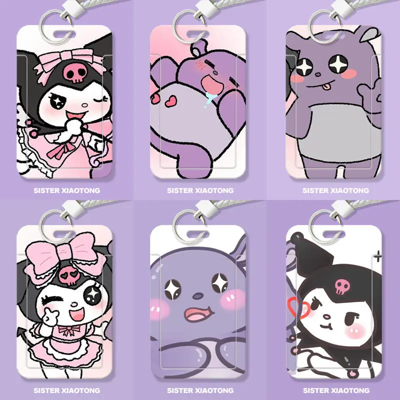 

Мультяшный милый чехол с защитой карты Kuromi Sanrio Kawaii студенческий халтер кампус автобус Питание карточный рукав подвеска брелок игрушка для ...