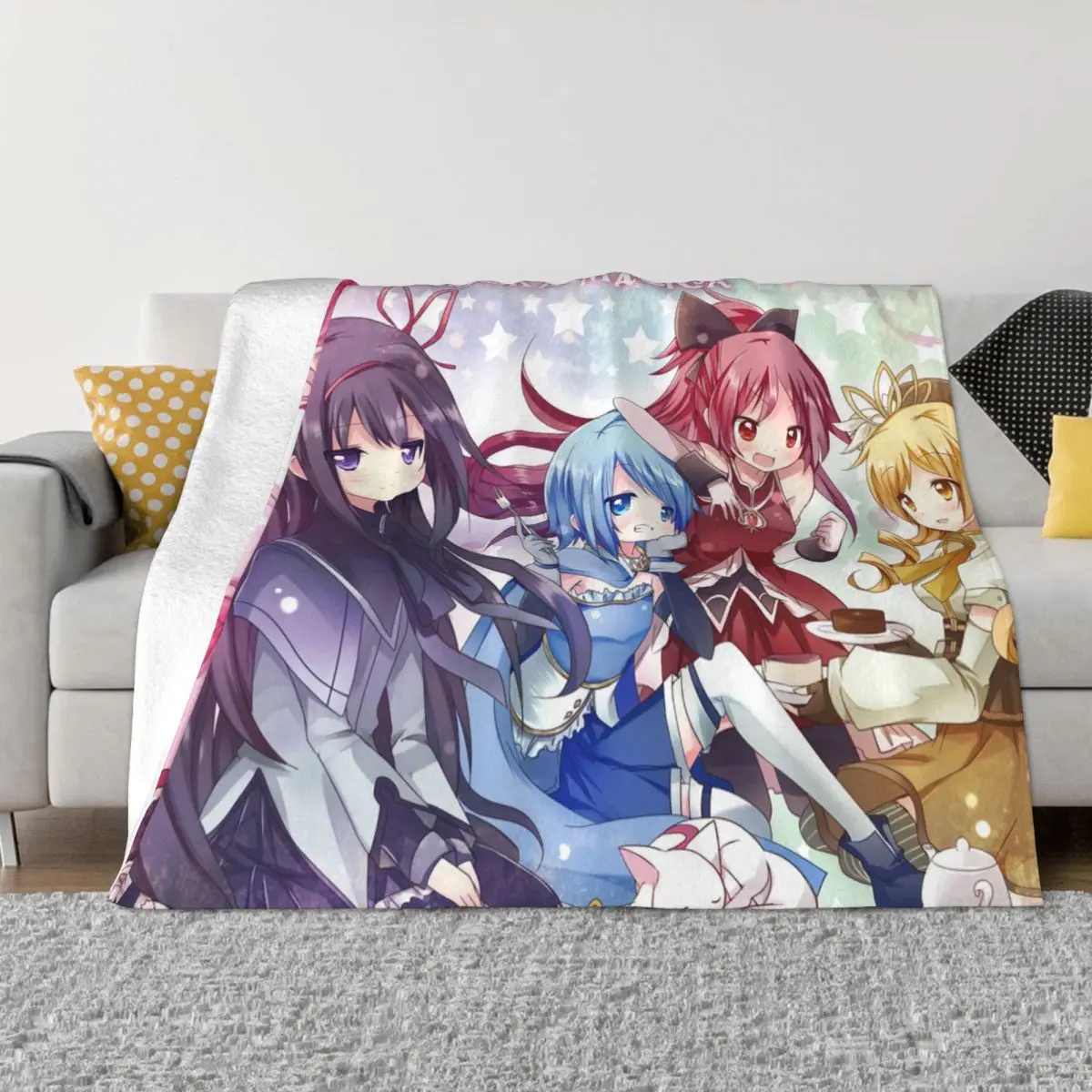 

Puella Magi Madoka Magica аниме одеяло Фланелевое украшение Kyoko Sakura с Homura Akemi портативное домашнее покрывало