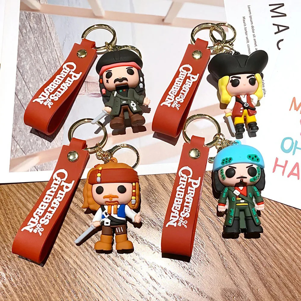 

PVC Keychain Unisex Pirate Captain Cartoon Doll Fashion Student Bag Pendant Exquisite Hand-Made Men'S Birthday Gift Key Ring