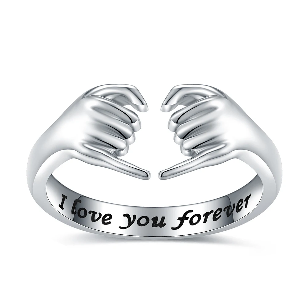 

925 Sterling Silver Adjustable Hand Love Heart Irish Claddagh Ring, I Love You Forever Promise Jewelry Christmas Gifts For Women