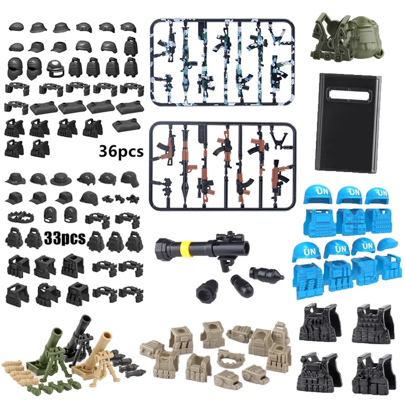 

WW2 Military Building Blocks Bricks Solider Figures Gifts Wapons Guns Helmet Equipment Accessories Motar Shield Toys For Kids