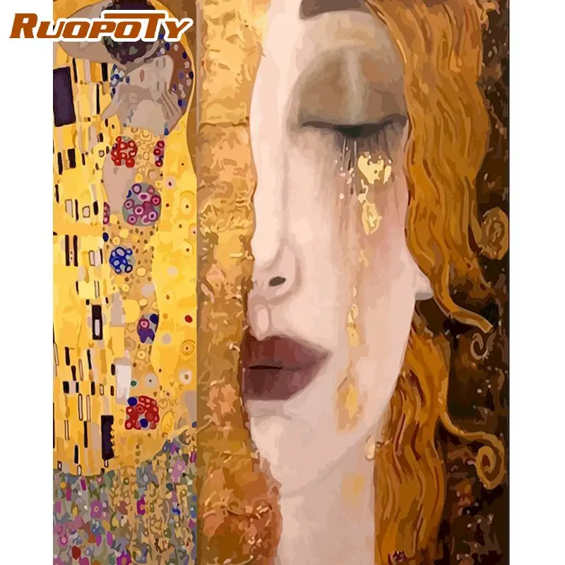 

RUOPOTY Classic Painting By Number Girl Crying Picture Handpainted Painting By Number Figure Painting Personlized Gift