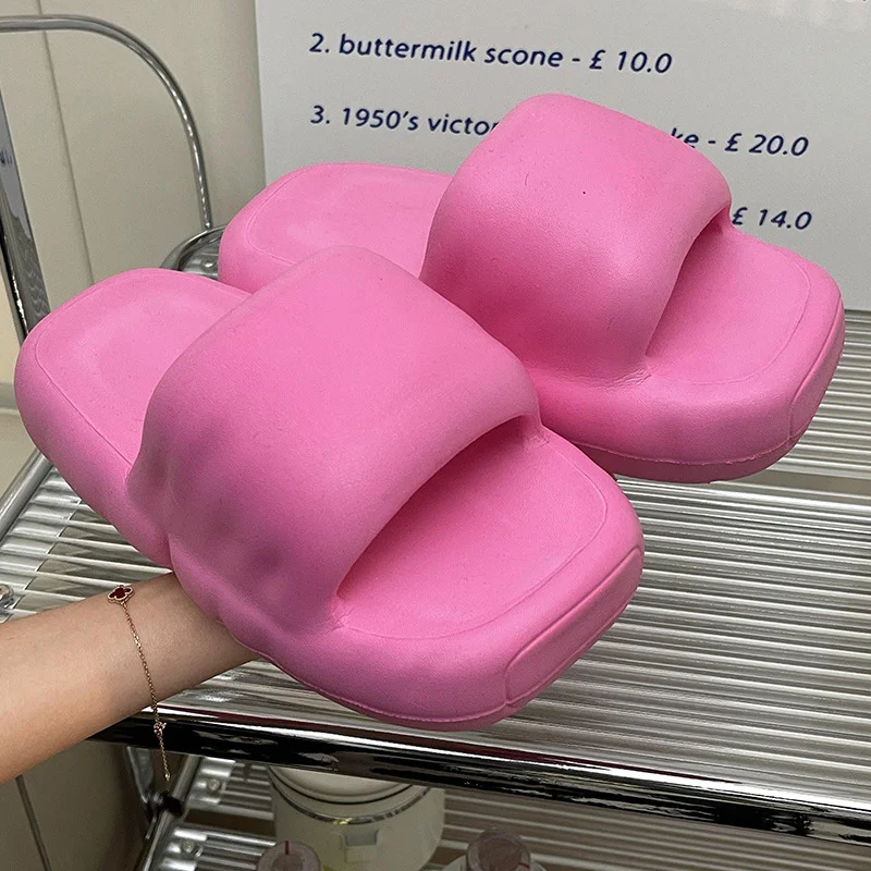 Thick Sole Slipper Summer Sandals Women's Slipper Ins Fashion Candy Color Home Simple Increase Bread Anti-slip Slippers Man