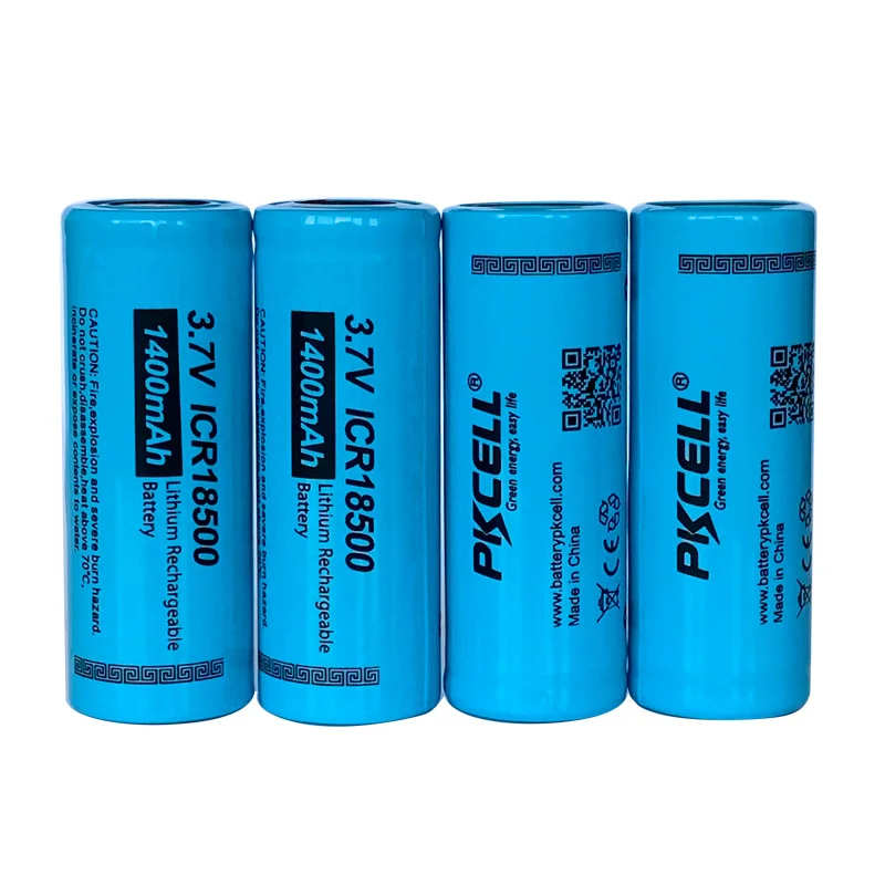 

4Pcs/lot PKCELL 3.7V ICR18500 Liion Rechargeable Battery 18500 li-ion Batteies 1400Mah For LED Flashlights ,Torch,vape,ecig