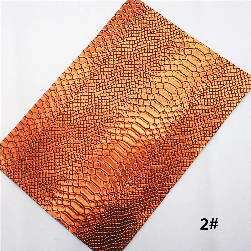 Оранжевые блестящие кожаные листы полосы змея кавира рельефные из синтетической