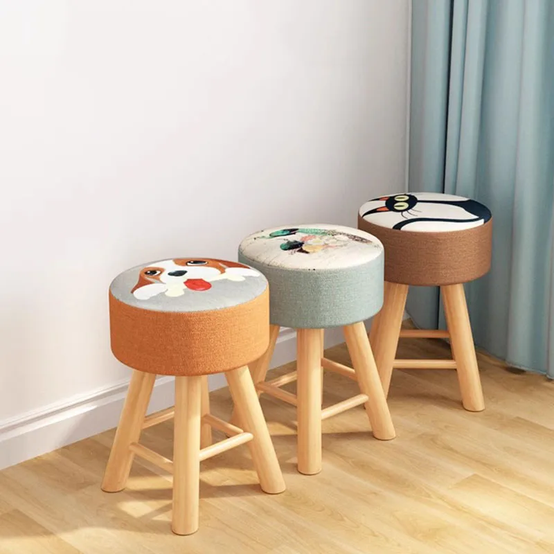 

Small Simple Makeup Stool Princess Kawaii Wood Living Room Vanity Chair Modern Bedroom Tabouret Coiffeuse Nordic Furniture