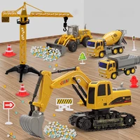 5 in 1 electric remote control inertial alloy engineering vehicle set excavator bulldozer children rc car model toy