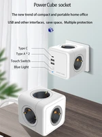 power strip plug usb electric network filter switchtype c socket tee power cube smart outlet extension adapter eu plug