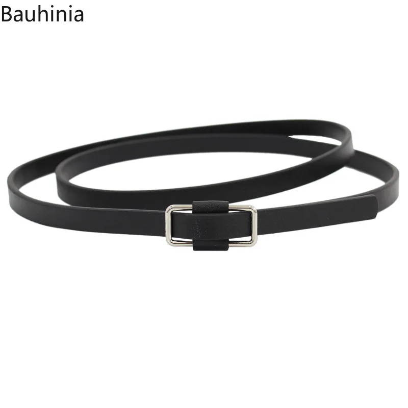 

High Quality 113cm*1cm Simple Decorative Jeans Smooth Buckle Belt Young Woman Fashion Dress Thin Belt
