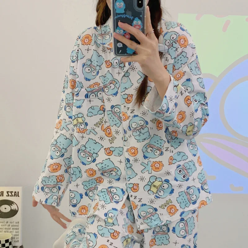 Sanrio Hanton весенне-осенние тонкие шелковые пижамы с длинными рукавами женские милые