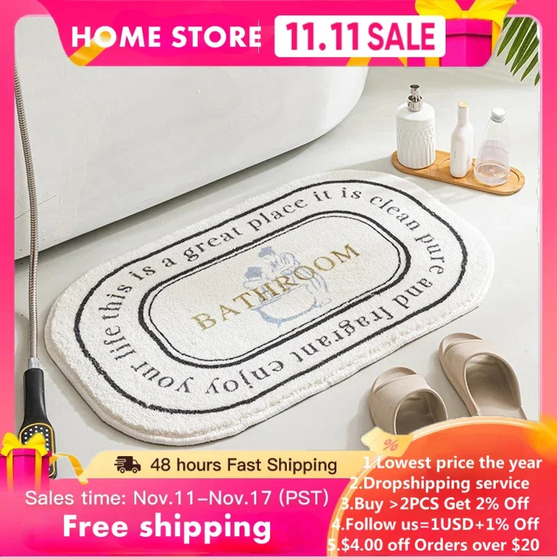 

Bathroom Shower Mat Microfiber Bathtub Side Floor Door Entrance Mats Toilet Pet Rugs Doormat for Shower Tapis Salle De Bain