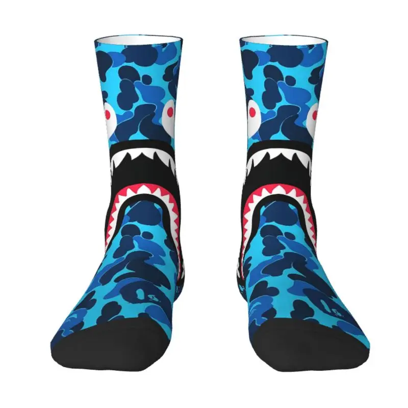 

Kawaii Mens Shark Teeth Camo Dress Socks Unisex Comfortable Warm 3D Print Bapes Camouflage Pattern Crew Socks