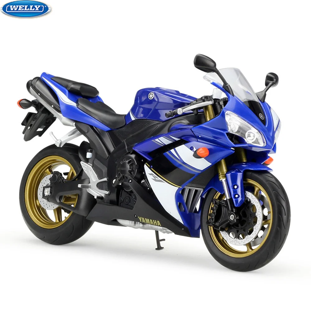 

Модель мотоцикла WELLY 1:10, литая под давлением, модель мотоцикла YAMAHA YZF-R1 из сплава, подвижная Боковая поддержка, модель мотоцикла для мальчика, коллекция