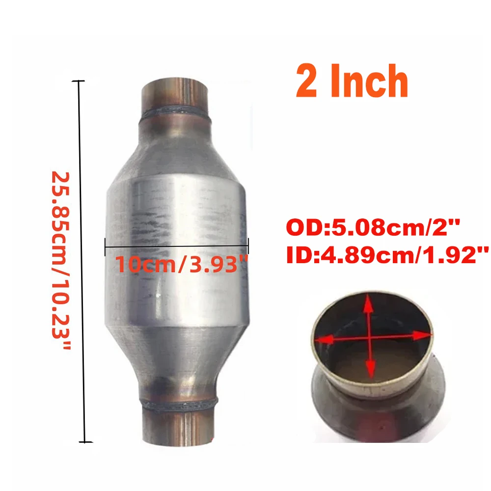 

Универсальный автомобильный каталитический нейтрализатор 2 дюйма, 5,1 см, датчик кислорода, 400 ячеек, катализатор с высоким расходом, нержавеющая сталь Euro1