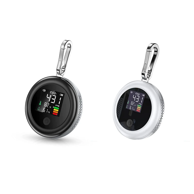 

Портативный измерительный прибор CO2, комнатный датчик с сигнализацией и датчиком температуры и влажности, черный