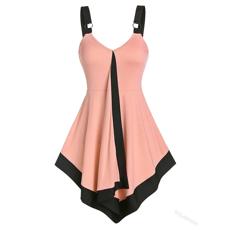 

2022 Spring Summer Women's Multicolor Sleeveless Vest Slip Dress Fashion Pullover High Waist Slim Fit Sexy Skirt Solid Color