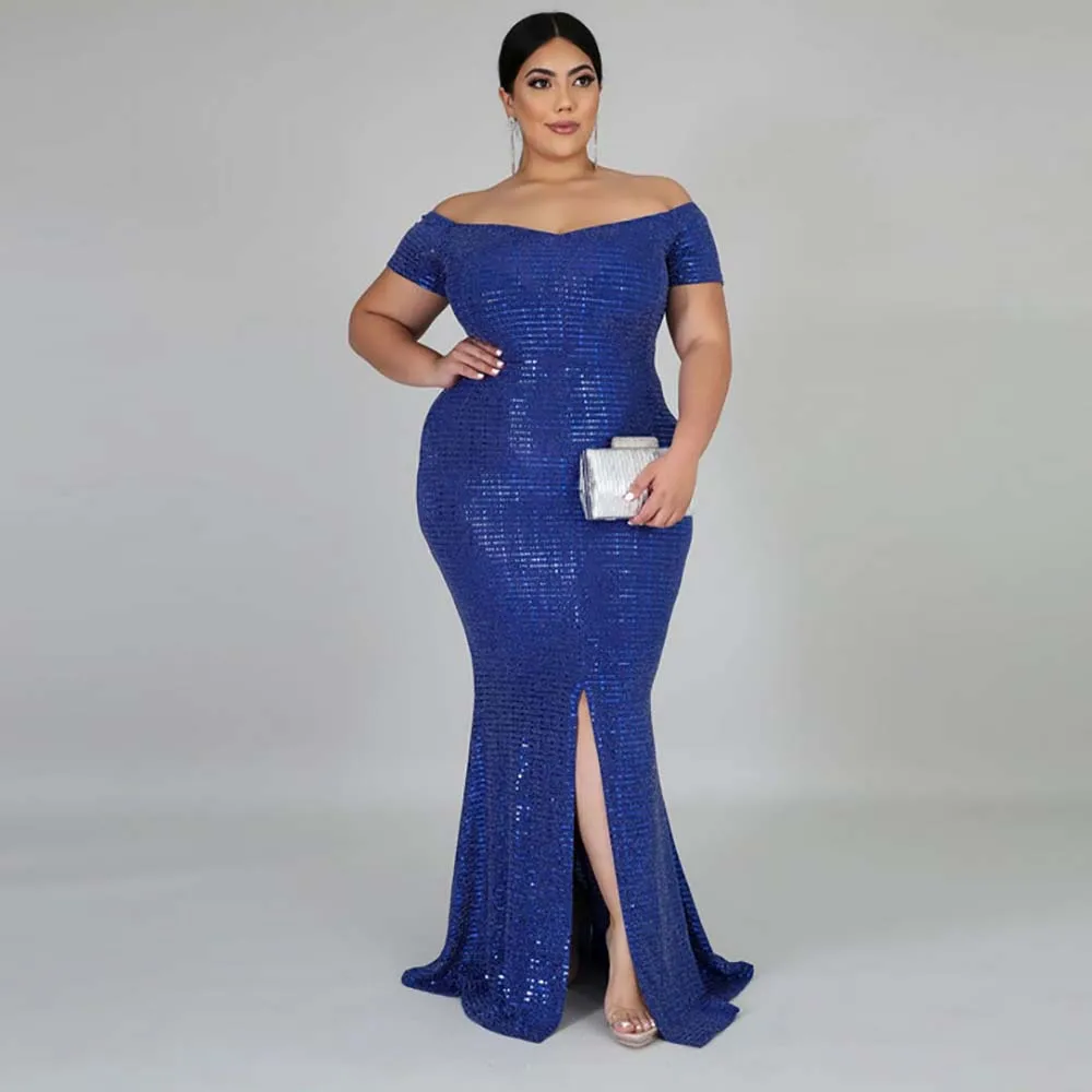 

Женское длинное вечернее платье-Русалка с блестками и открытой спиной