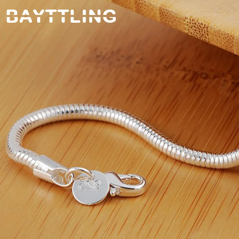 

Charm 925 Silver Bracelet 3mm Snake Chain Bracelet For Women Fashion Luxury Party Gifts Jewelry Wholesale Free Shipping