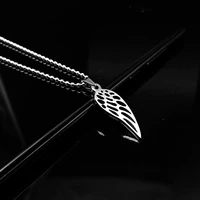 xhn stainless steel wing feather cross pendant necklace for men women chain jewelry collar de hombres lenght 50cm for boy girl