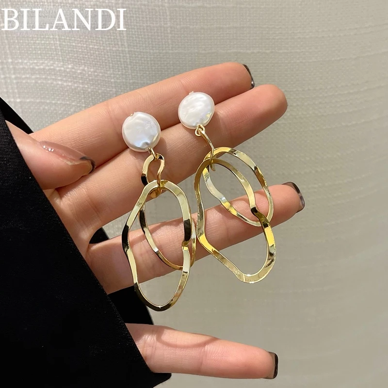 

Bilandi Trendy Jewelry S925 needle Metal Dangle Earrings Hot Sale Elegant Temperament Hanging Drop Earrings For Women Gifts